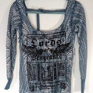 Salvage Brand Long Sleeve Tunic Top Open Back XS